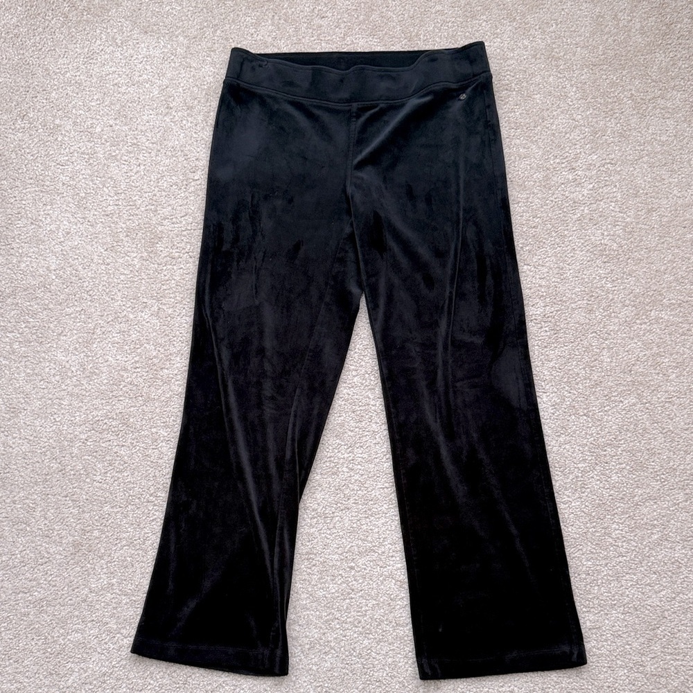Lilly Pulitzer Perfect Mid Rise Velvet Cropped Black Pants Size Medium
